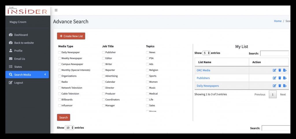 Advance Search Screenshot